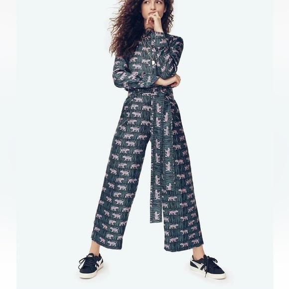 J. Crew Jungle Print Blouse and Wide Leg Pants - Picture 4 of 5